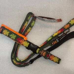 Lupine Ltd Ed Dog Collar AND Matching Leash SUGAR BUSH Leaves Autumn Fall NEW!!